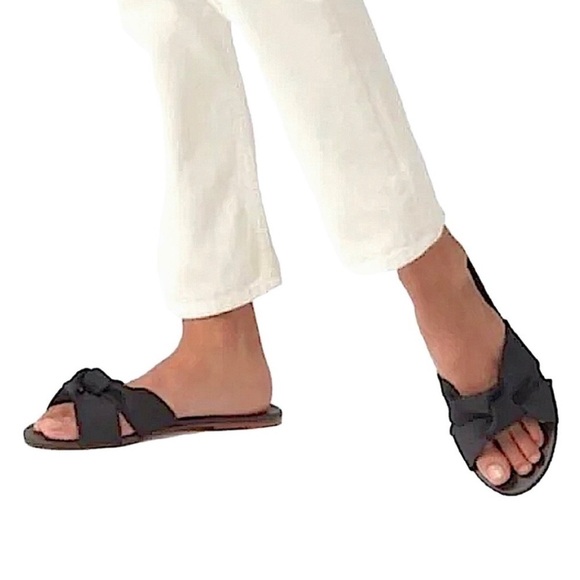 ROTHYS The Knot Vegan Leather & Hemp Black Slip On Slides Sandals 7.5 - Picture 1 of 6